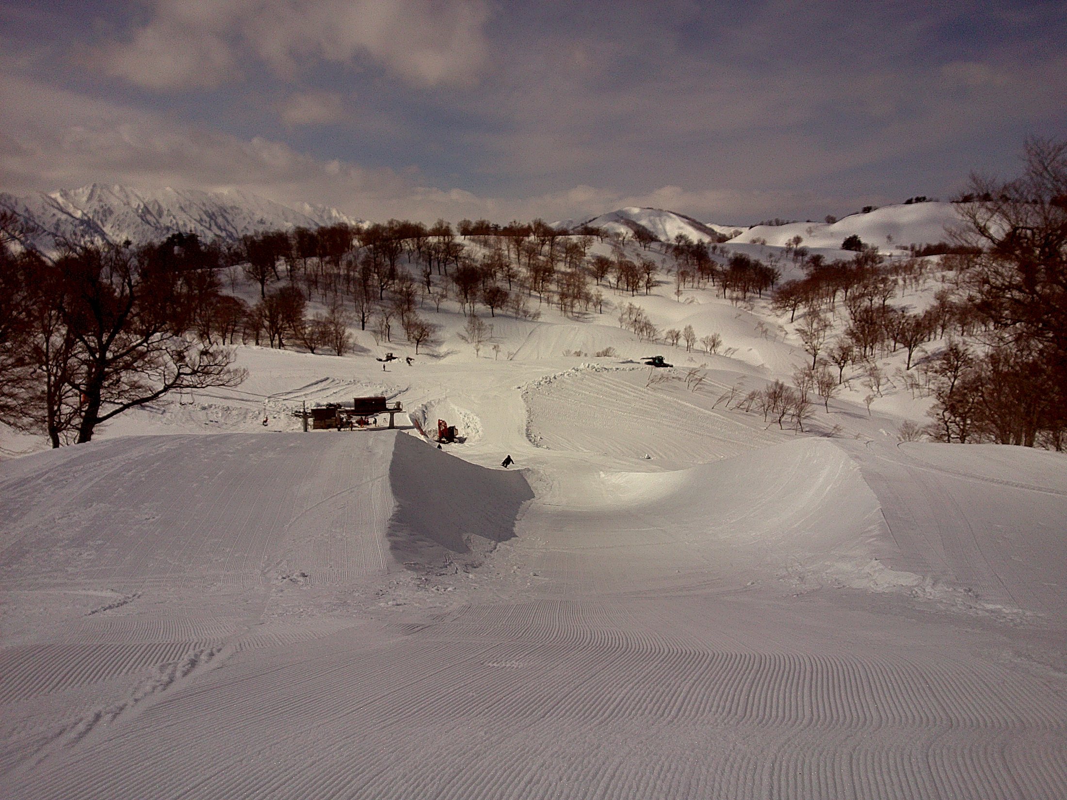 Wide snowy mountain terrain